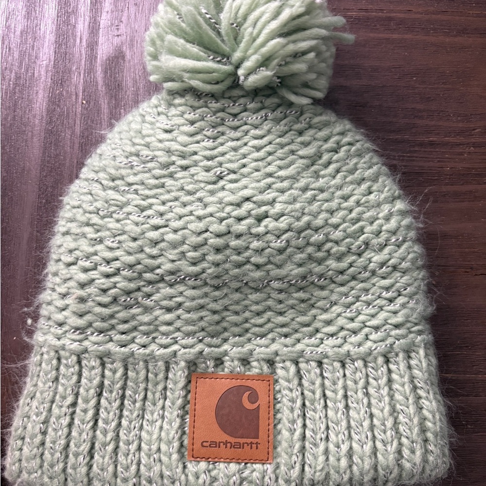 Carhartt Mint Knit Beanie with Pom-Pom